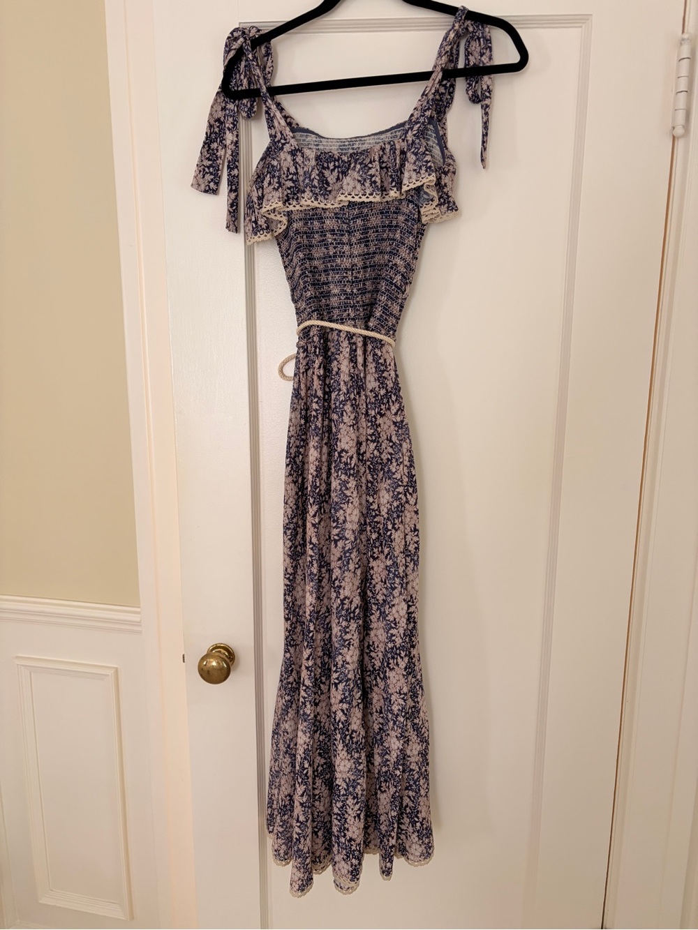 Zimmermann violet Floral Smocked Maxi Dress with Tie Straps